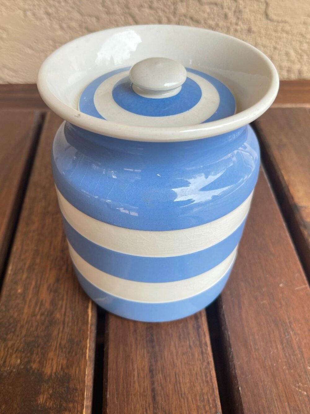 Vintage TG Green Cornishware Small Storage Jar With Lid